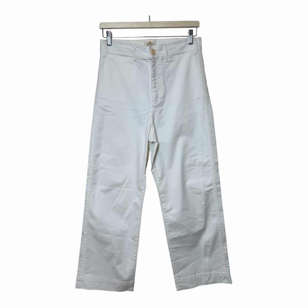 Marine Layer Bridget Slim Wide Leg Crop Pants High Rise 6 White Nautical Coastal